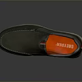 Slip On Dark Green Leather Casual Shoes With Red Interior And White Sole Stitching Design