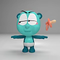 Turquoise Cartoon Bear Doll With Big Eyes Blush Pacifier And Open Arms