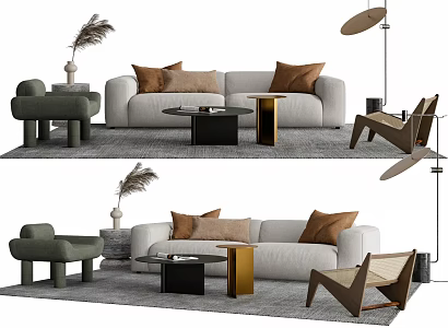 Modern sofa coffee table combination 3d model