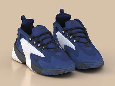 Blue And White Sneakers With Black Details 3d model