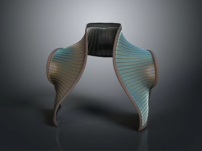 Modern Artistic Chair Design With Curved Biological Inspired Structure And Blue Green Accents 3d model