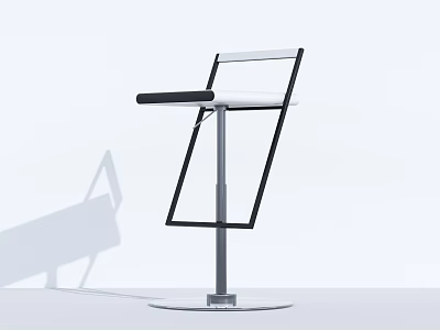 Modern Minimalist Bar Stool With Black White Metal Frame And Round Base 3d model
