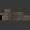 Worn Metal Boxes With Open And Closed Lids And Surface Text Details