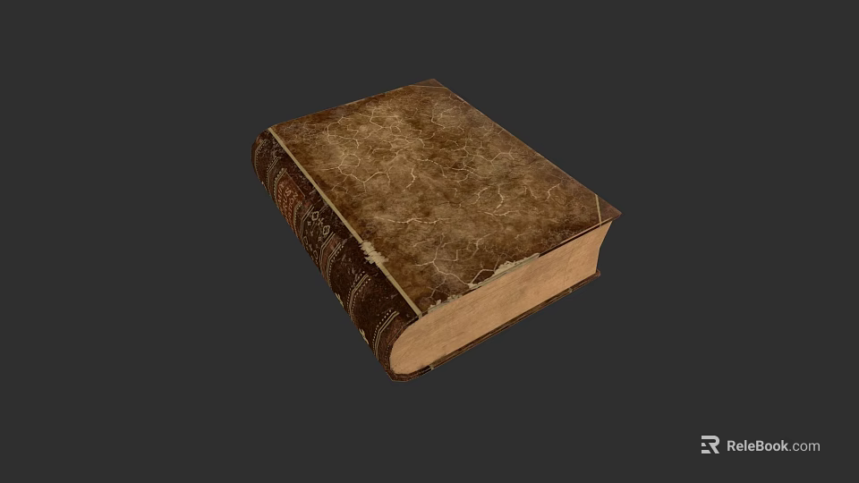 Vintage Leather Notebook with Worn Cover and Classic Design Isolated on Dark Background 3d model 
