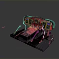Flight Simulator Cockpit With Multiple Displays Control Panel And Joystick