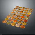 Colorful Various Topped Pizzas Arranged In Creative Pattern On Dark Background