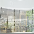Modern Shopping Mall Lobby Interior With Glass Curtain Wall And Greenery