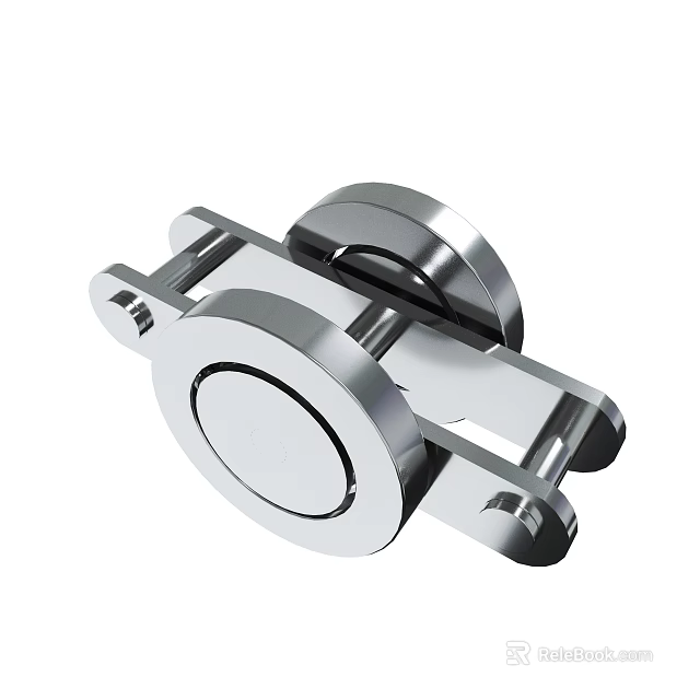 Silver Metal Pulley Component With Smooth Rolling Wheels For Furniture Hardware 3d model 