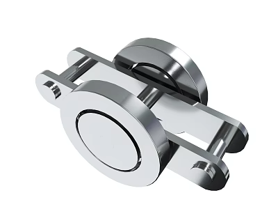 Silver Metal Pulley Component With Smooth Rolling Wheels For Furniture Hardware 3d model