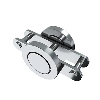 Silver Metal Pulley Component With Smooth Rolling Wheels For Furniture Hardware 3d model