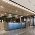 Modern Coffee Bar Interior Design With Blue Counter Bar Stools Coffee Machines And Plants