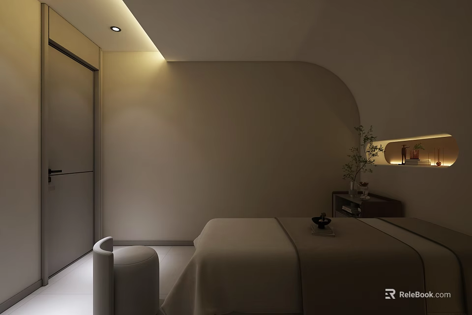 Serene SPA Treatment Space With Minimalist Decor And Soft Lighting 3d model 