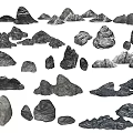 Natural Decorative Stones And Wood Pieces In Various Shapes And Sizes