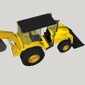 Yellow Construction Utility Vehicle With Front Loader Bucket And Large Tires