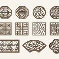Pane Hollow Window Hollow Window Square Lattice Antique Window Wood Carved Flower Window Round Window 3d model