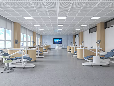 Modern Dental Clinic Interior With Spacious Layout Multiple Dental Chairs And Medical Equipment 3d model