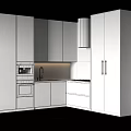 Modern Kitchen Interior With Stylish Cabinets Glass Doors And Appliances