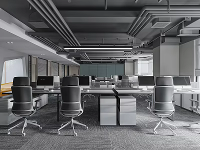 modern public office area office area 3d model