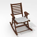 Natural Wood Rocking Chair With White Cushion And Comfortable Armrests