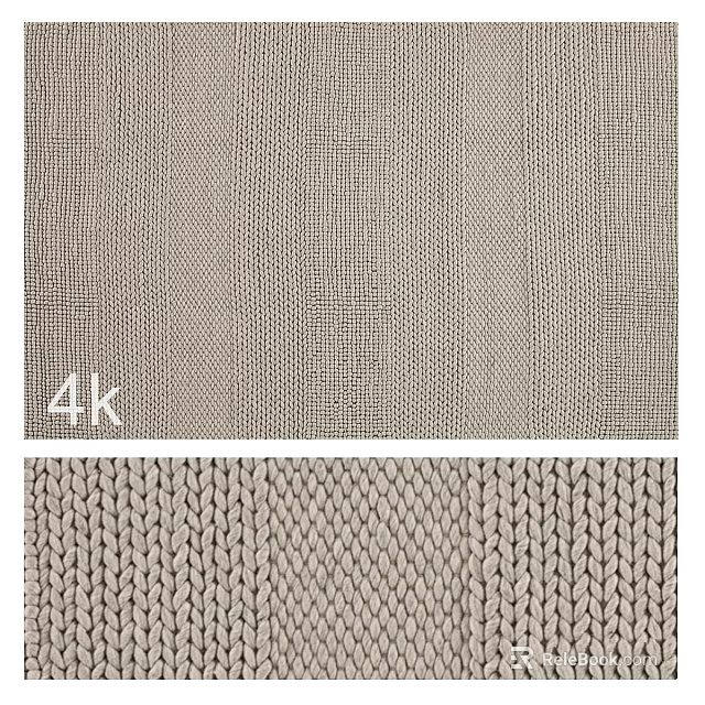 Neutral Square Rug Featuring Striped and Knitted Textures in Light Beige High Definition 4k Detail 3d model 