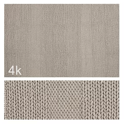Neutral Square Rug Featuring Striped and Knitted Textures in Light Beige High Definition 4k Detail 3d model