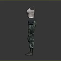 Camouflage Tactical Clothing Set With Knee Pads Boots Red Suspenders And White Top