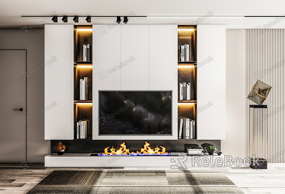 Modern TV background wall TV background wall decoration cabinet combination model