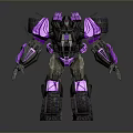 Purple And Black Transformer Model With Glowing Mechanical Design And 3D Rendering