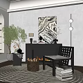 Middle ancient leisure chair floor lamp 3d model
