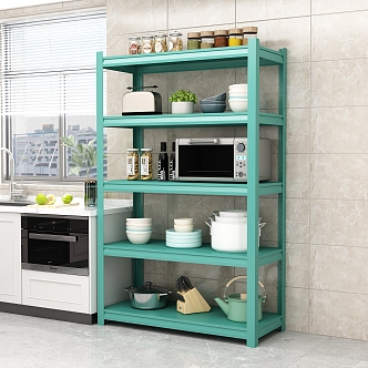 Kitchen Storage Rack Kitchen Supplies Microwave Seasoning Tableware 3d model