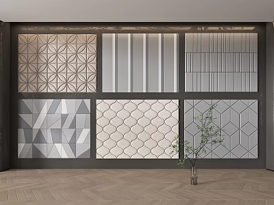 Various Geometric Soft Panel Wall Decorations With Striped And Hexagonal Patterns 3d model