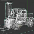 Industrial Green Forklift With Cab Forks And Utility Wheels Design