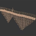 Detailed Architectural Metal Bridge Structure With Triangular Supports And Top Walkway
