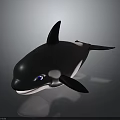 Cartoon Orca Character With Black And White Body Smiling Face And Blue Eyes