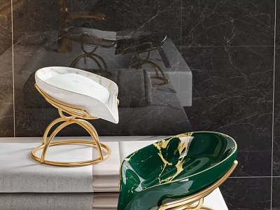 Modern Bathroom Cabinet Frame With Gold Metal Stand And Marble Countertop For Stylish Bathroom Design 3d model