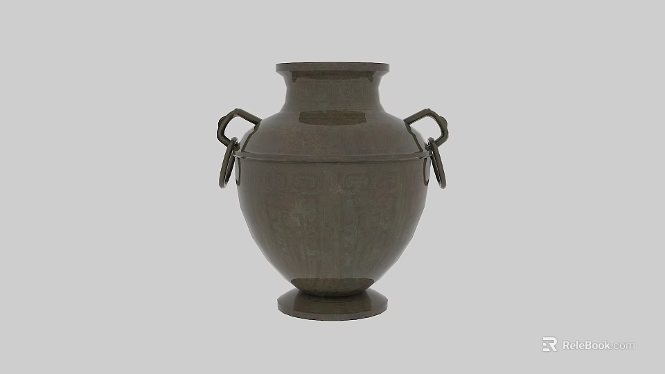 Ancient Bronze Vase With Double Handles Classic Design And Intricate Patterns 3d model 