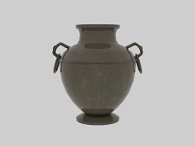 Ancient Bronze Vase With Double Handles Classic Design And Intricate Patterns 3d model