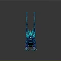 Glowing Blue Cyan Crystalline Fantasy Dragon Game and Movie Character with Wings