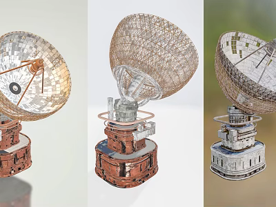 Industrial Satellite Antenna Equipment With Mesh Parabolic Dish And Mechanical Base Structure 3d model