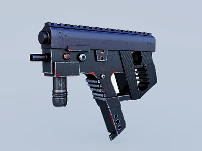 Mechanical Industrial Equipment With Black Body Red Details And Metal Barrel Grip 3d model