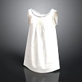 White Sleeveless Dress With Pearl Trim Round Neck And Loose Fit Design