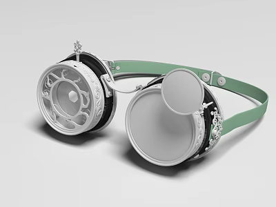 Elegant Rotary Amusement Equipment With Green Straps Silver Decorations And Circular Components 3d model