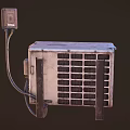 Outdoor Air Conditioner Fan With Metal Casing Wired Connection And Control Panel 3d model