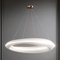 Modern White Circular Ring Chandelier With Smooth Surface And LED Light For Interior 3d model