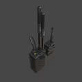 Two Black Tactical Weapon Communication Devices With Antennas And Durable Build 3d model