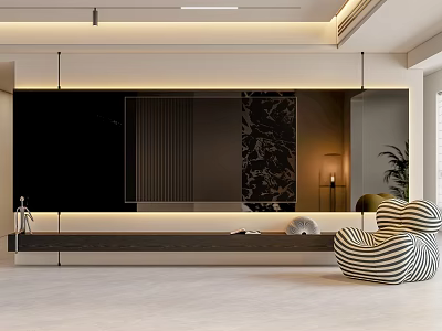 Modern TV background wall 3d model