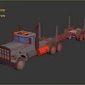 Heavy Duty Flatbed Truck With Modern Design Red Blue Accents And Multiple Wheels
