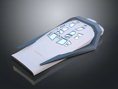 Futuristic Aerospace Spacecraft With Aerodynamic Blue White Design And Geometric Panels 3d model
