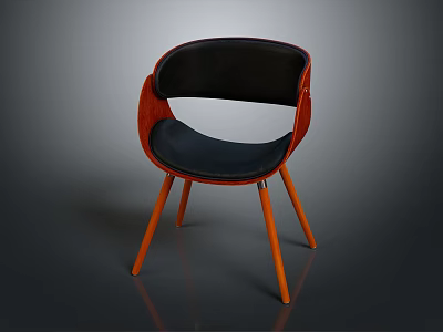 Modern Leisure Chair With Wooden Frame Black Cushioned Seat And Backrest Design 3d model