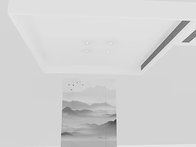 Modern Interior Ceiling Design With Recessed Lights And Minimalist White Surface 3d model